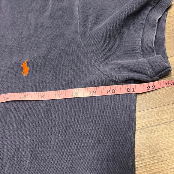 Polo Ralph Lauren Custom Slim Fit Polo Navy Orange Pony Men L Preppy Classic - Picture 5 of 7